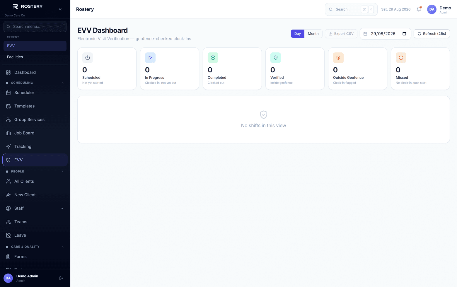 Worker app and GPS clock-in in Rostery