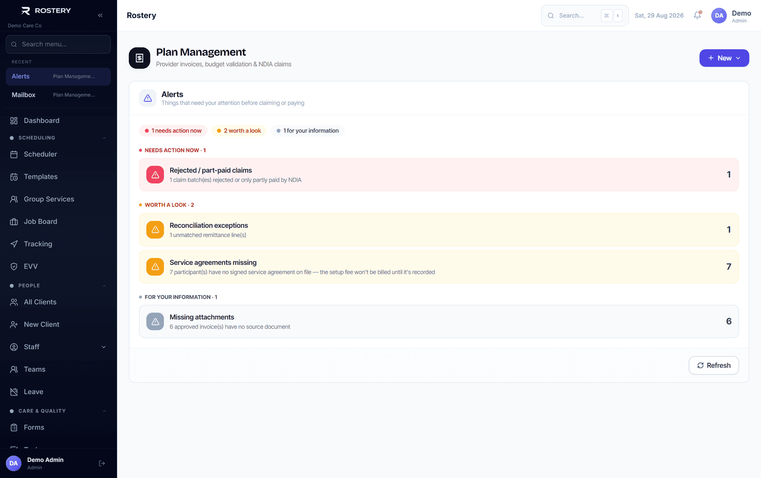 Validation results before a claim is built, not after the NDIA rejects it