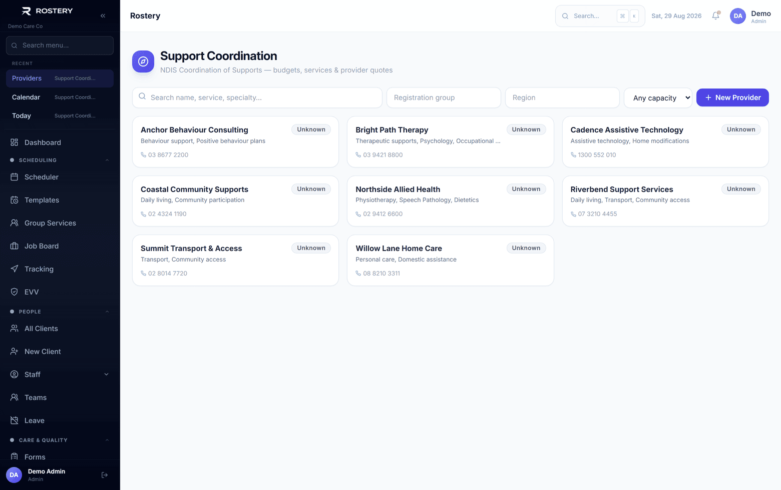 The provider directory the coordinator sources from