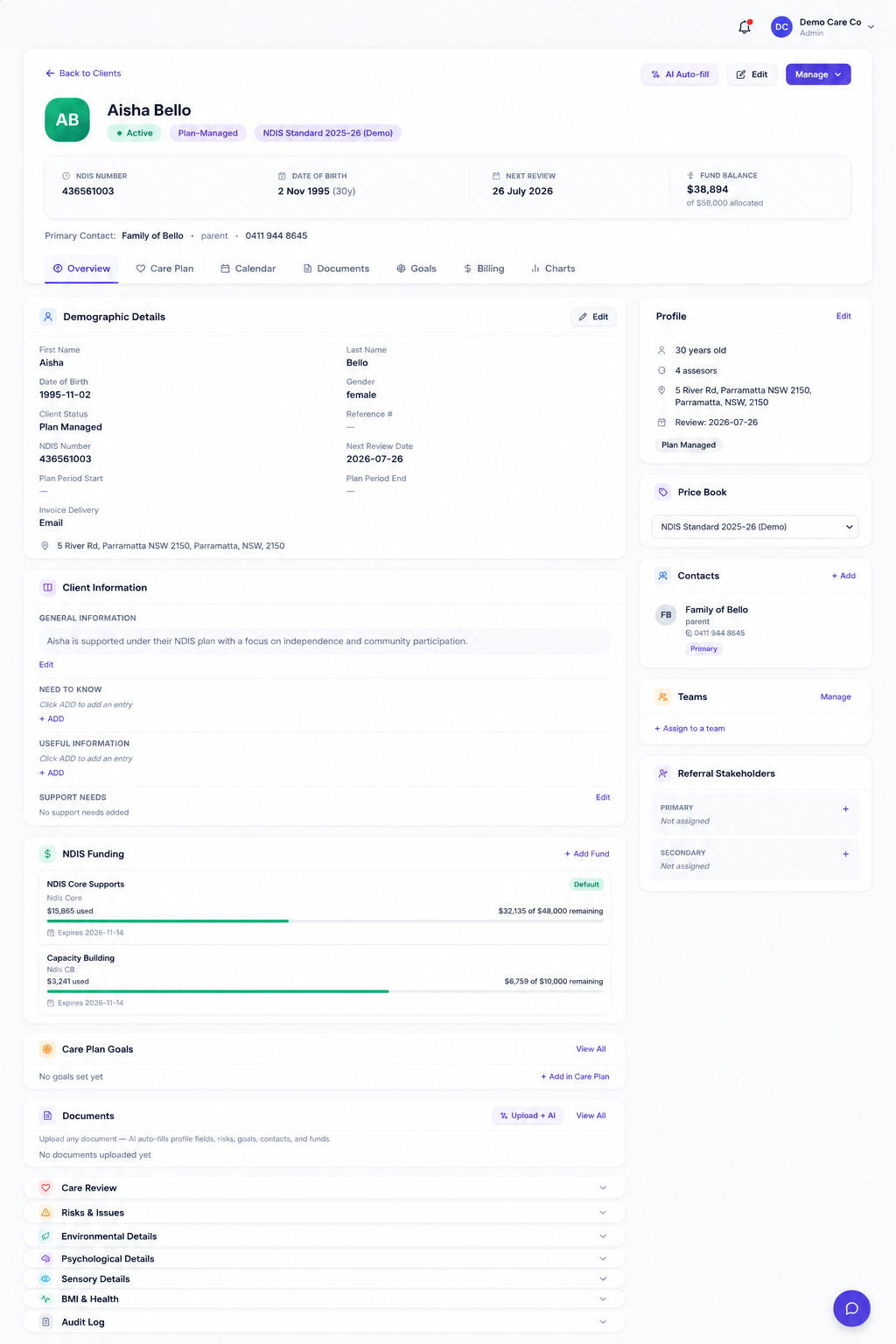 Client profile overview
