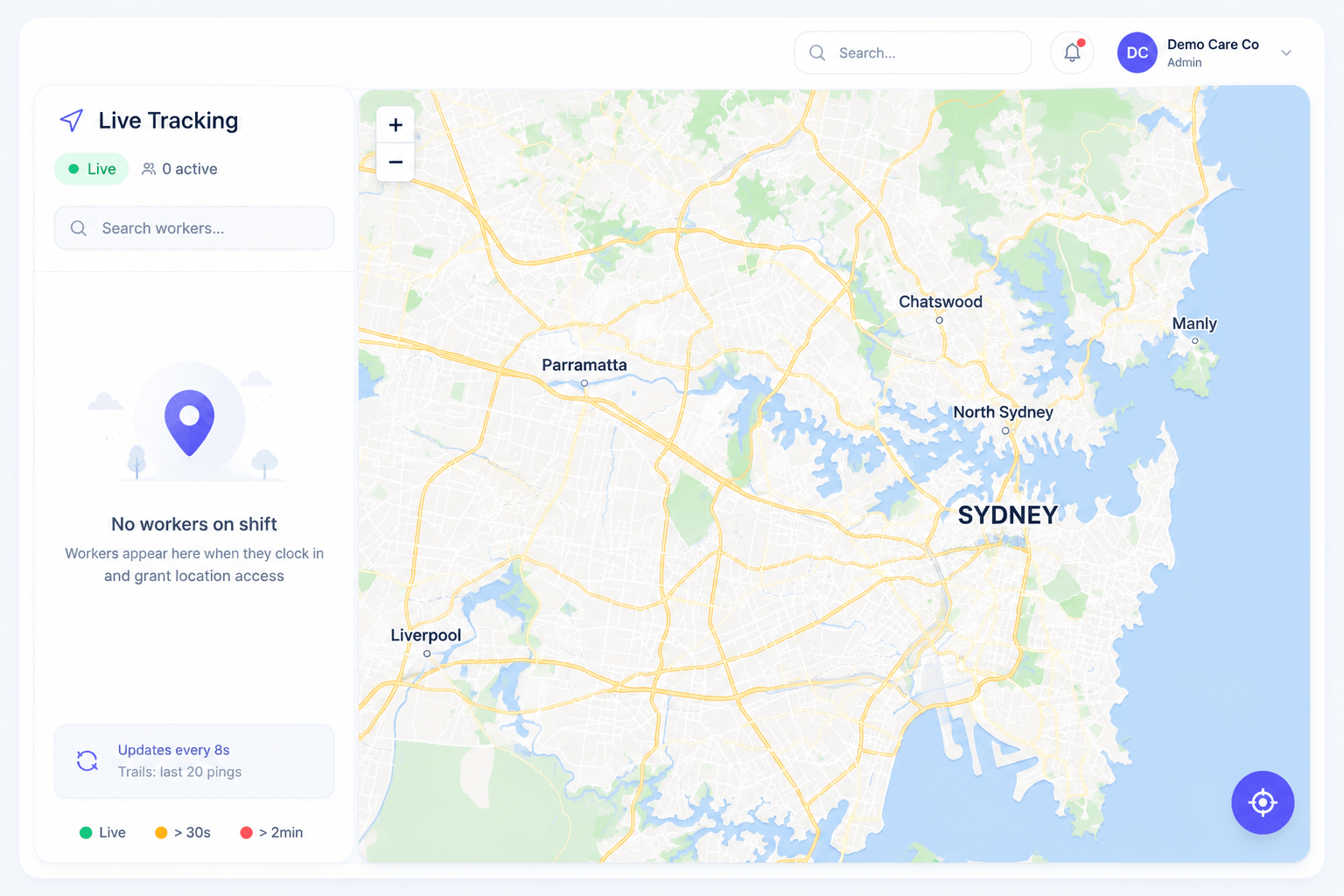 Live GPS tracking — real-time map view