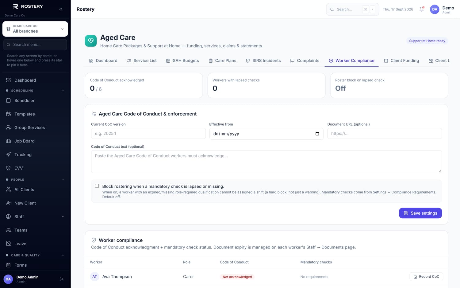 Compliance in Rostery