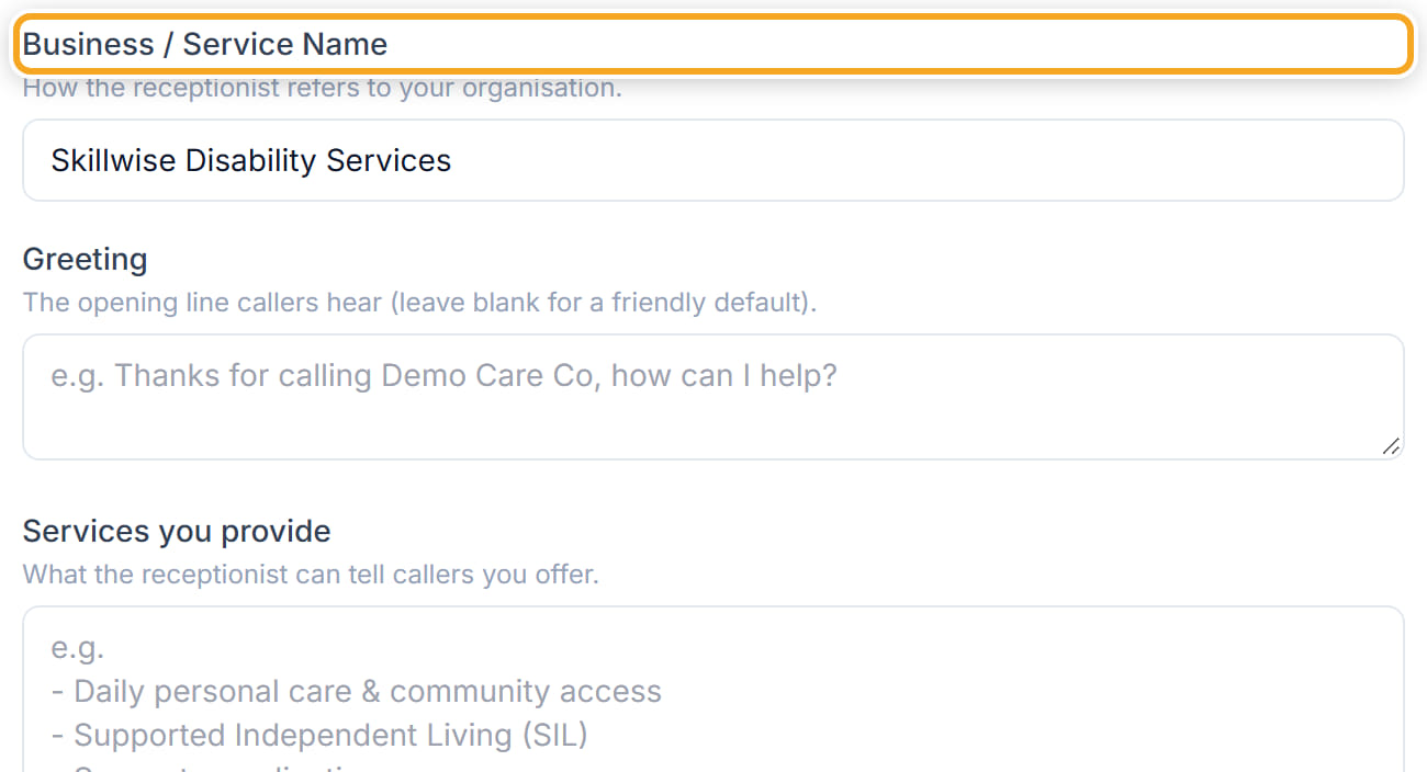 AI Receptionist, step 3