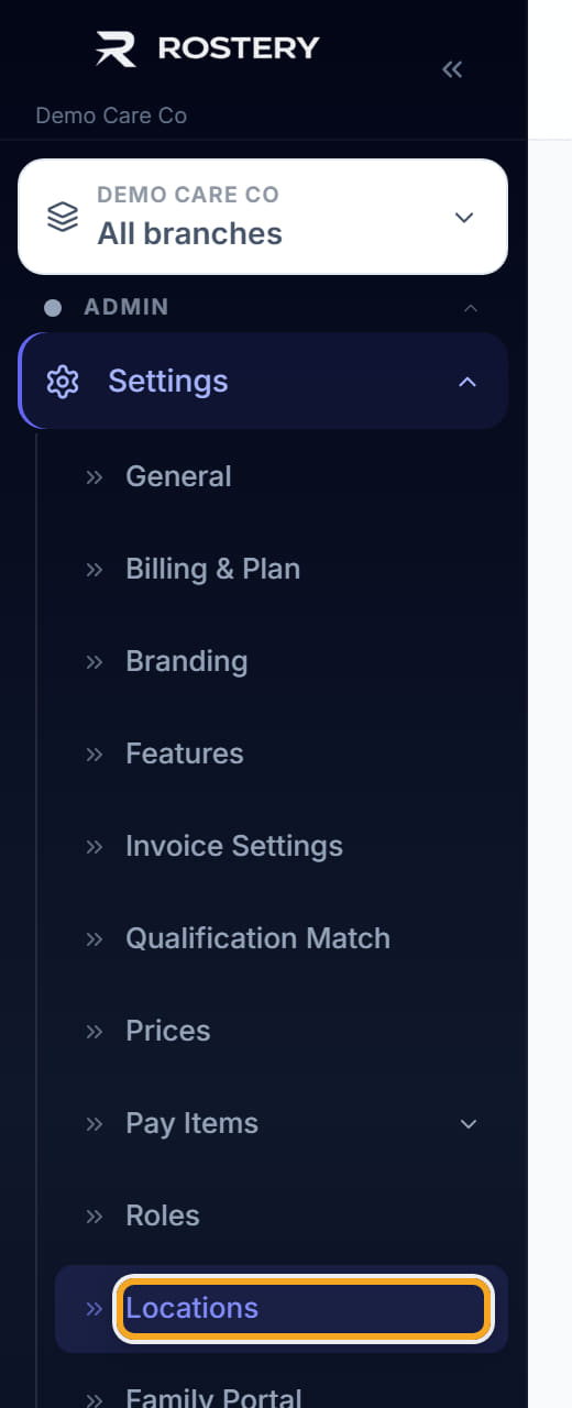 Locations and branches, step 1