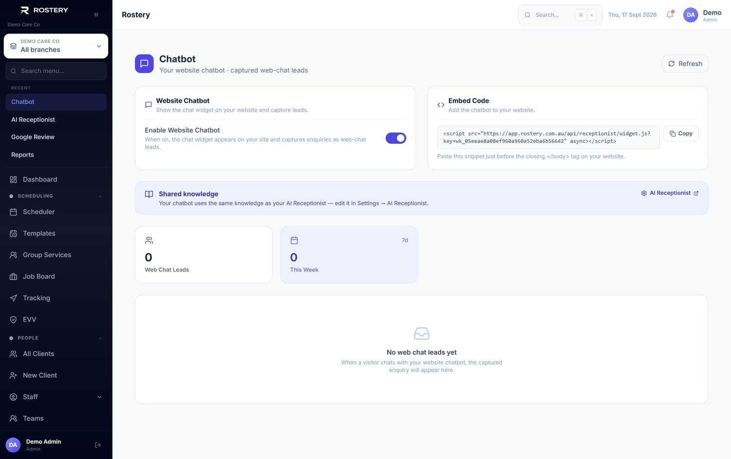 Chatbot in Rostery