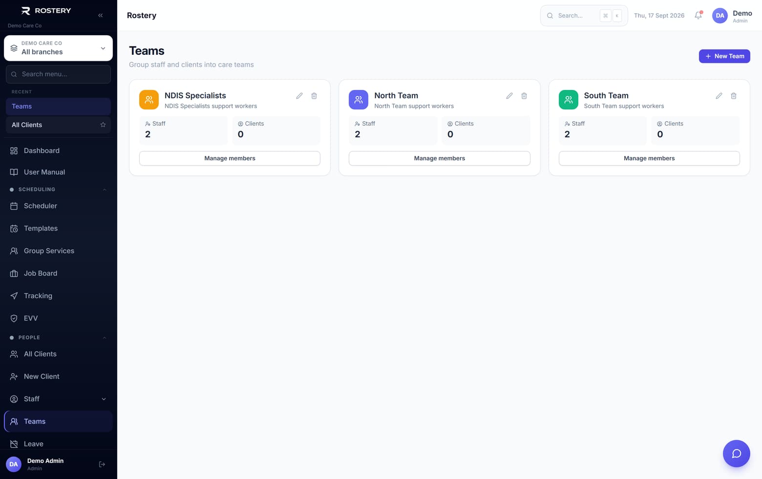 Client Teams in Rostery