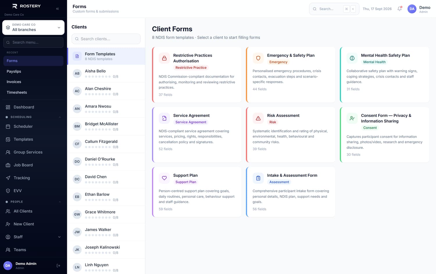 Forms in Rostery