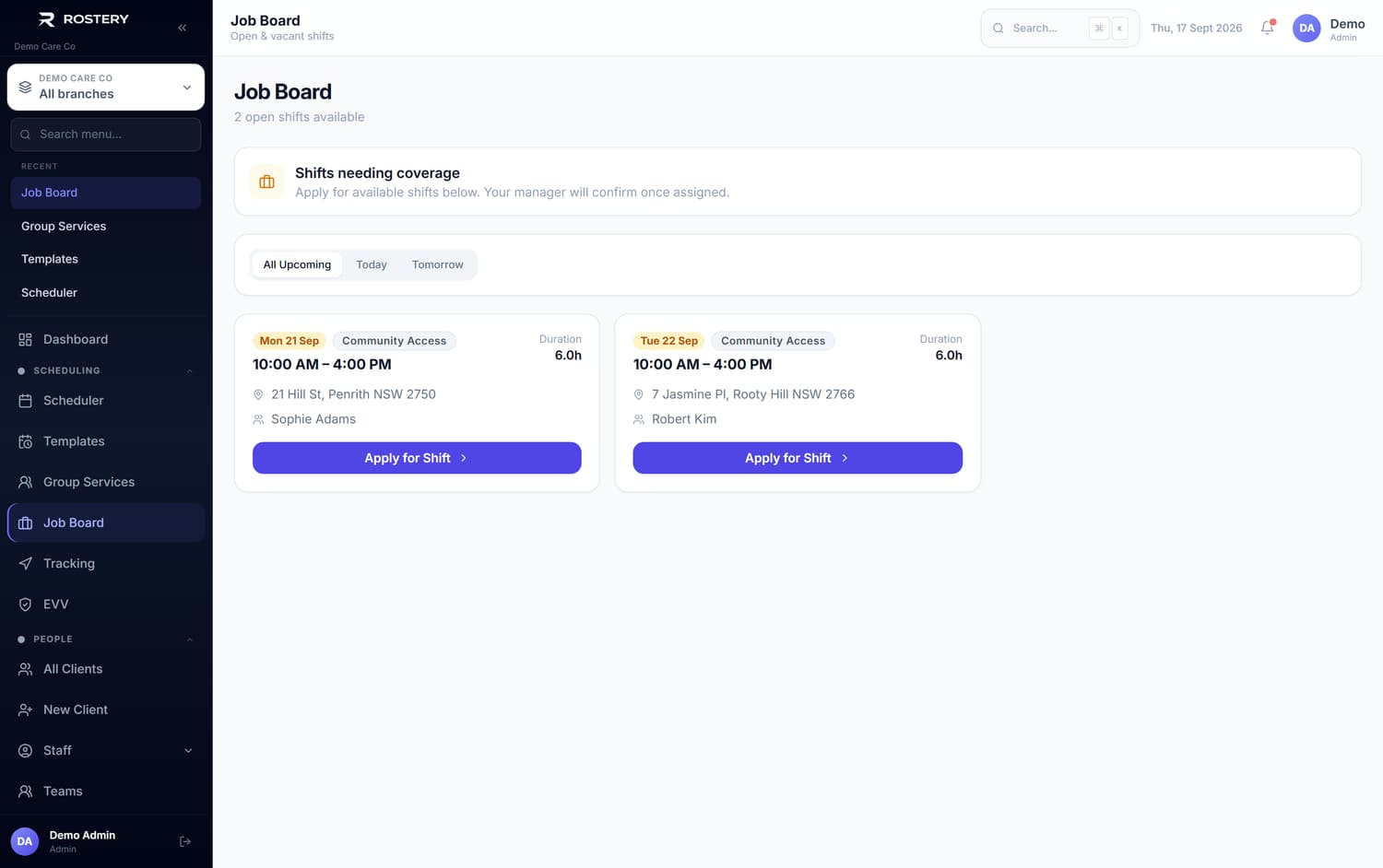 Job Board in Rostery