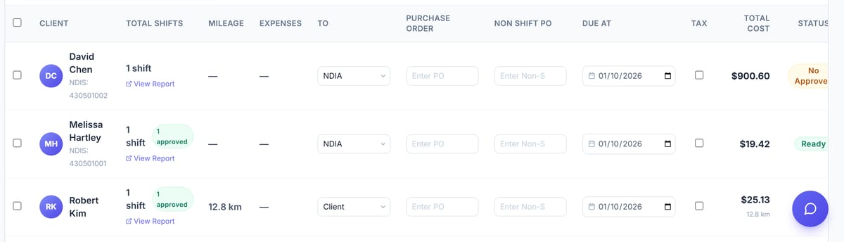 Invoices, step 1
