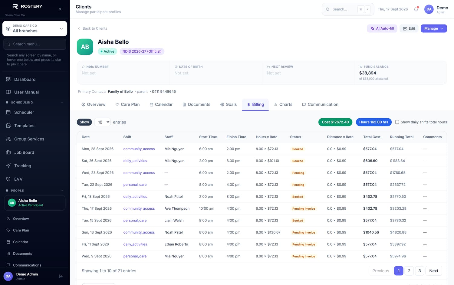 All Clients — client billing