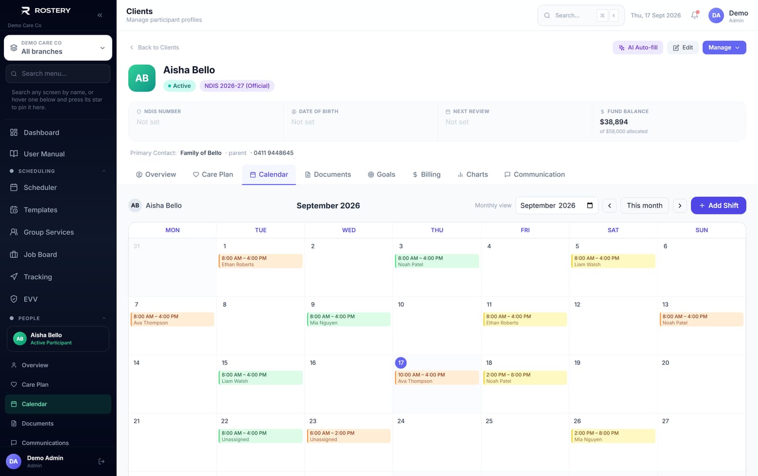 All Clients — client calendar