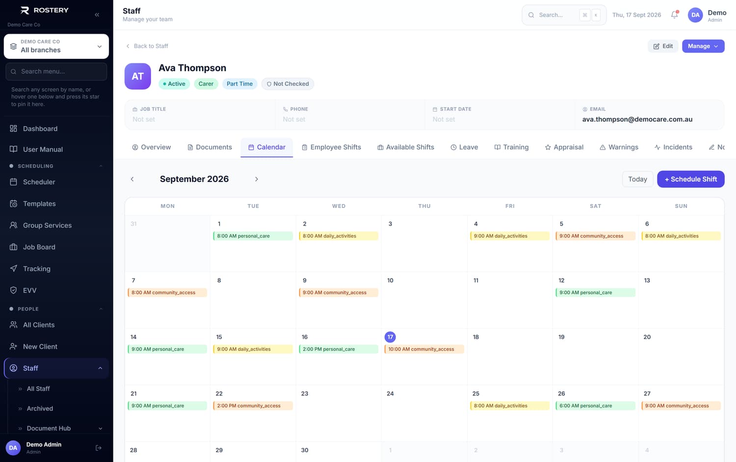 All Staff — staff calendar
