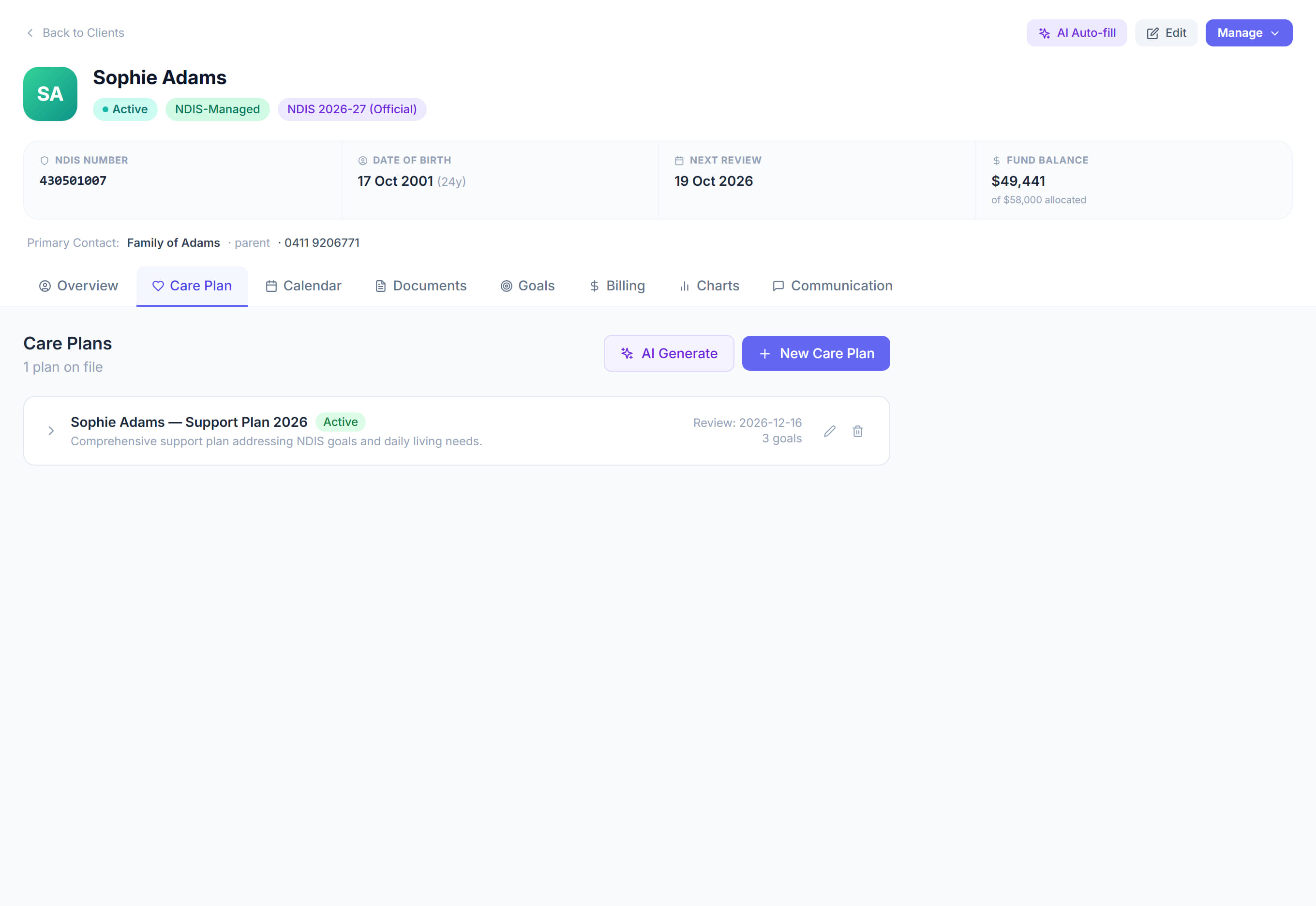 Care Plan in Rostery