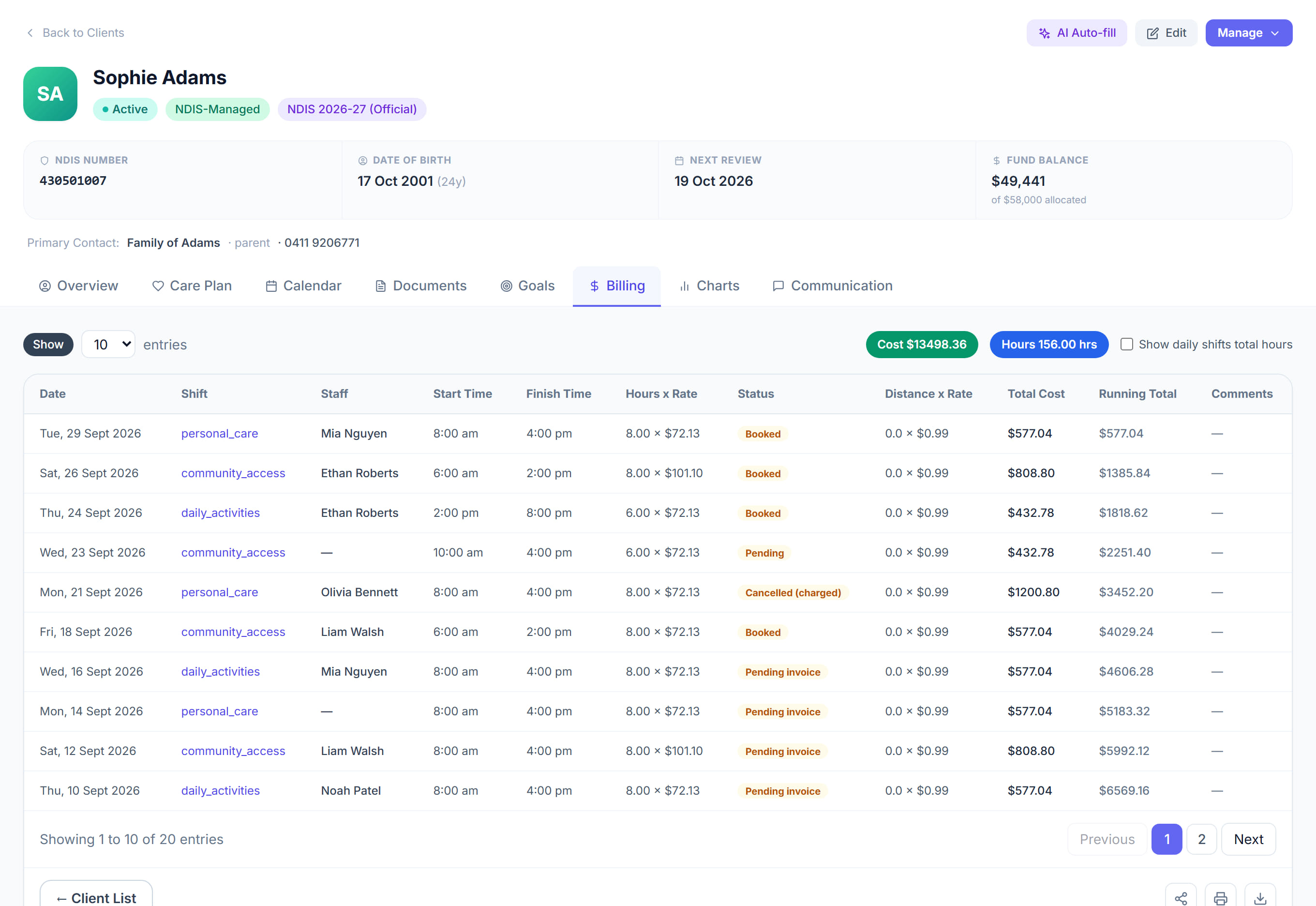 Client Billing in Rostery