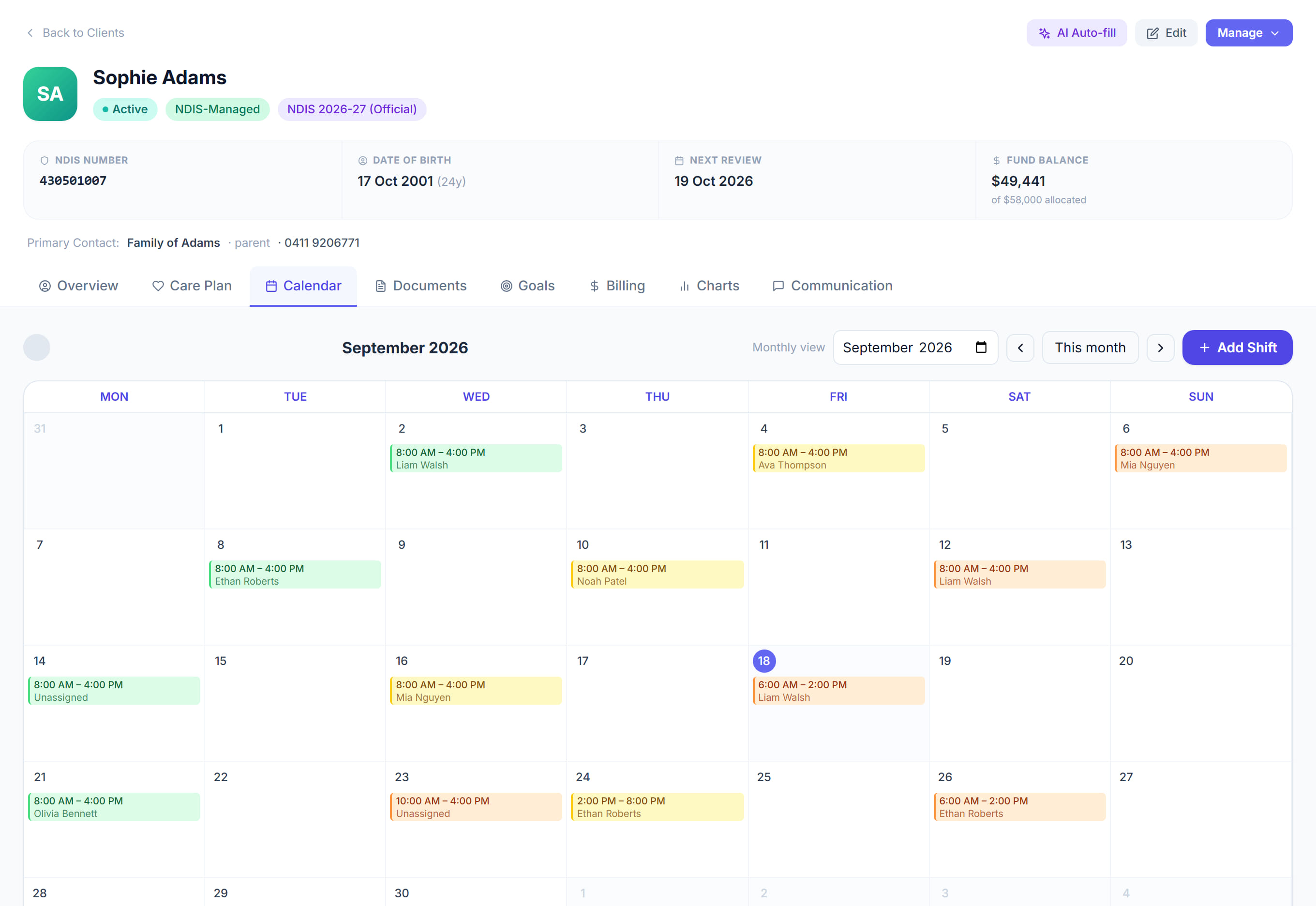 Client Calendar in Rostery