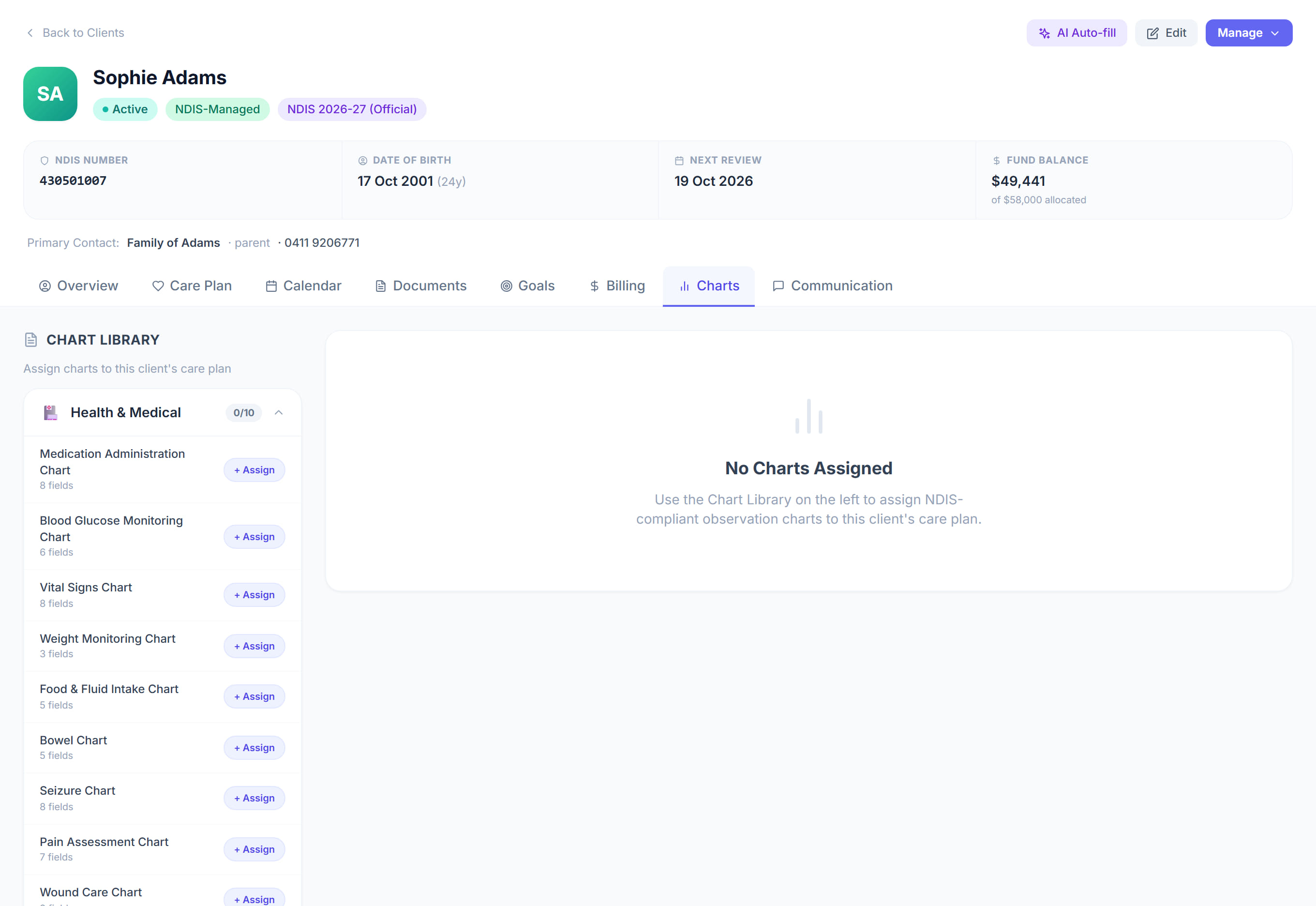 Client Charts in Rostery