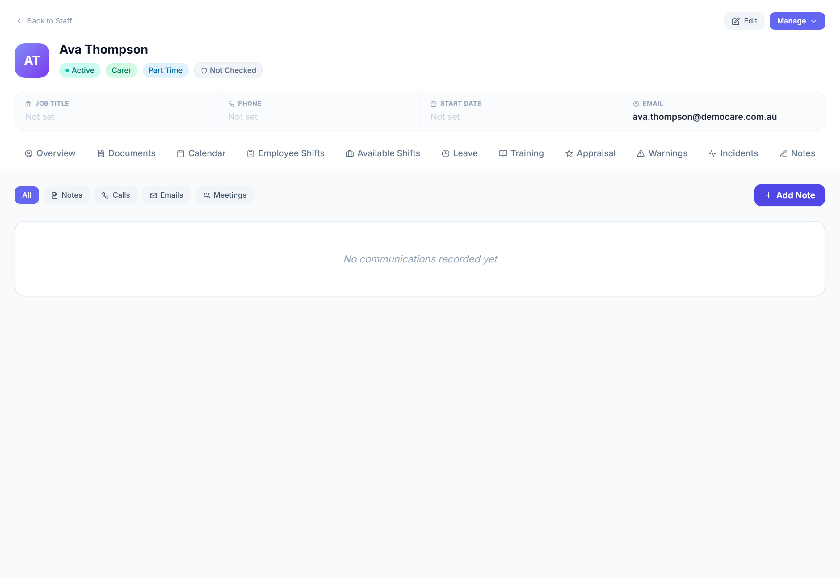 Staff Communications in Rostery