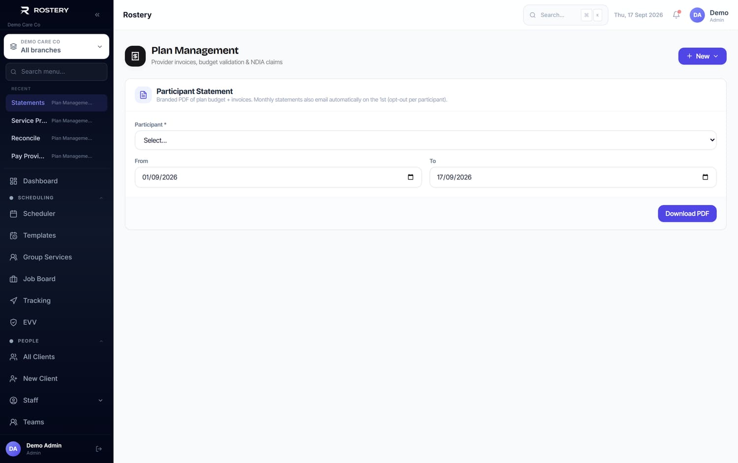 Statements in Rostery