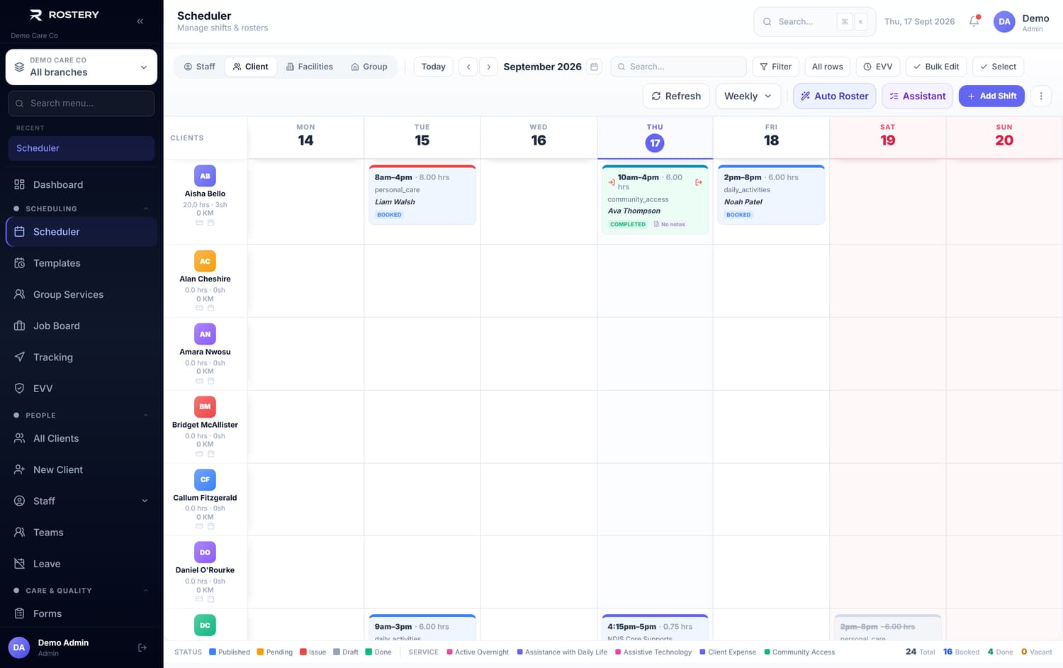 Scheduler in Rostery