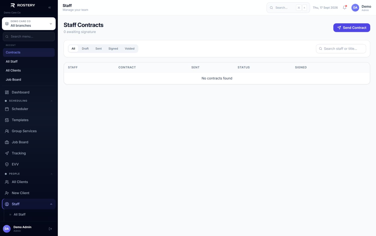 Contracts in Rostery
