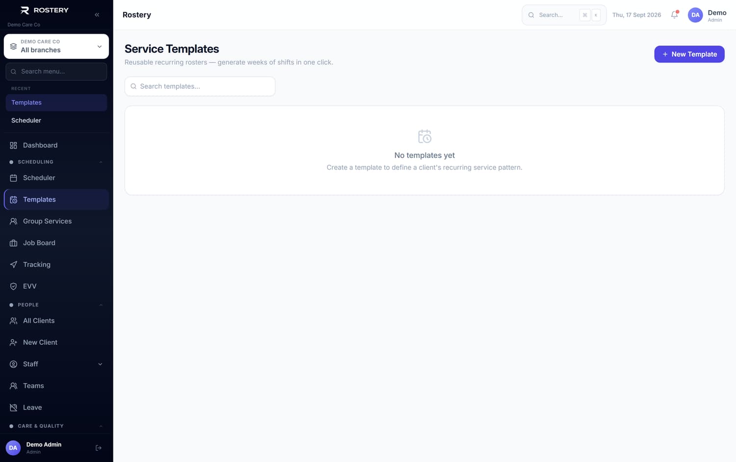 Templates in Rostery