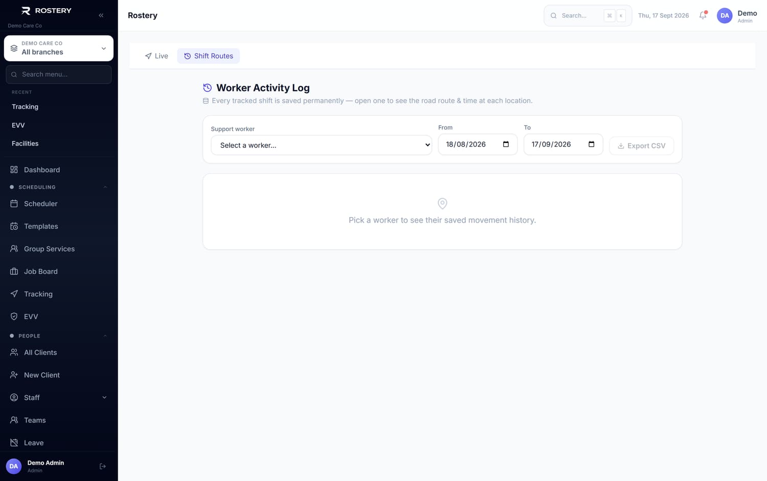 Worker Activity in Rostery